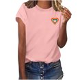 thumbnail image 2 of Wzzjkit T-Shirt Femme Col Rond en Forme de Cœur Imprimé Manches Courtes Décontracté Ample, 2 of 6