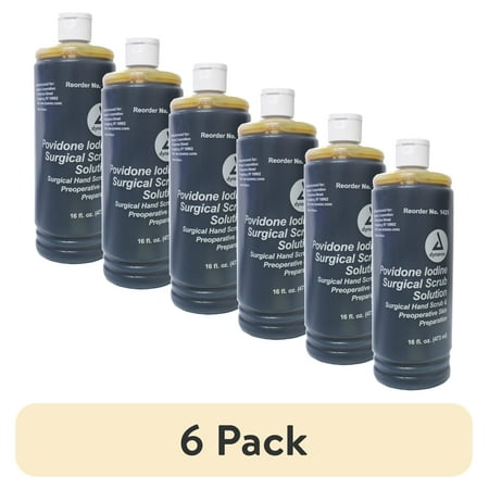 (6 pack) Dynarex Povidone Iodine Surgical Scrub Solution, 16 Fluid Ounces Each - 1 Pack