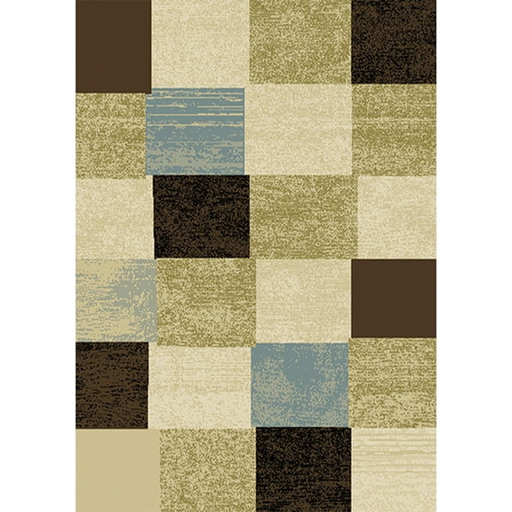 Modern Geometric Squares 2x8 Area Rug Contemporary Carpet - Actual 1'9" x 7'2"