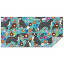 Bernese Mountain and Flower Rectangle Tablecloth 60"x120",Waterproof Polyester Rectangle Table Cloth, Wipeable Spillproof Polyester Tablecloth for Dining, Camping, Indoor and Outdoor