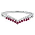 thumbnail image 2 of Dazzlingrock Collection Round Ruby Chevron Wedding Band for Women (Color Red, Clarity Highly Included) in 10K White Gold, Size 6.5, 2 of 5