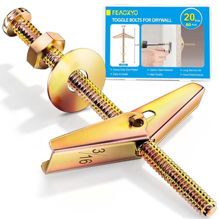 20 Sets Toggle Bolts for Drywall Heavy Duty Colored Zinc Butterfly Anchors 3/16 Inch Hollow Wall Anchors High Load Toggler Drywall Anchor Kit for Hanging Wall Anchors for Drywall Ceiling