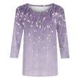 thumbnail image 6 of JTZGDY Plus Size Womens 3/4 Lenths Sleeve Tops Dressy Casual Summer Cute Floral Pattern Graphic T-Shirts Trendy Oversized Crewneck Basic Tunic Blouse A02-Purple XXL, 6 of 6