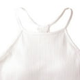 thumbnail image 4 of Workout Cropped Tank Tops for Women Built in Bra Seamless Ribbed Knit Racerback Backless Top for Teen Girls White S, 4 of 5