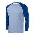 thumbnail image 3 of Aobny Workout Mens Tshirts Slim Fit Blue Long Sleeve Crew Neck Tshirts Plain Raglan Womens Tees,S, 3 of 4