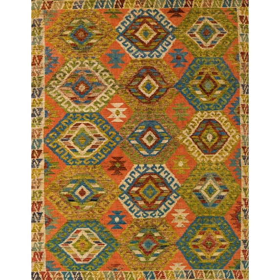 Ahgly Company Indoor Rectangle Abstract Cinnamon Brown Southwestern Area Rugs, 2' x 3'