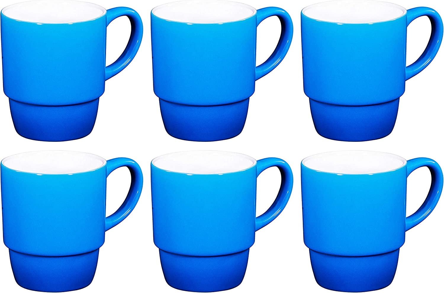 Ceramic 18 Oz Stacking Coffee Mug Tea Cup Dishwasher Safe Set of 6