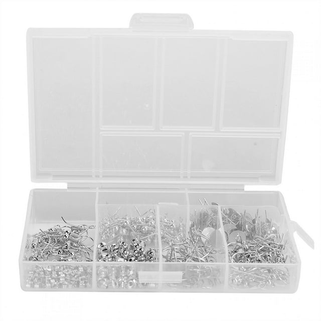 Kit de Fabrication de Boucles d'Oreilles Perles Rondes Clous d'Oreilles Fils Crochets de Boucles d'Oreilles Ensemble de Bijoux Blanc K