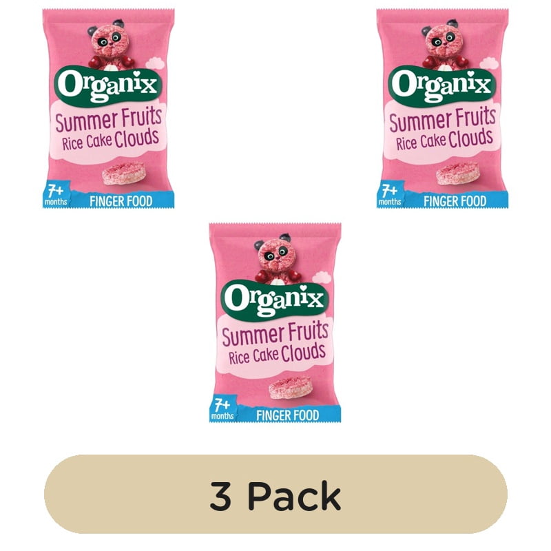 Organix Summer Fruits Rice Cake Clouds Organic Baby Snacks 7 months+ 40g, British Import (Pack of 3)