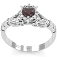 thumbnail image 5 of Claddagh Garnet Diamond Ring In Solid 14k White Gold, 5 of 6