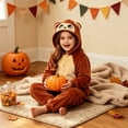 thumbnail image 2 of Otqutp Kids Hooded Jumpsuit Monkey Plush Button Down Bodysuits Long Sleeve Onesie Toddler Fuzzy Warm Outfit Fall Halloween Clothes, 2 of 6