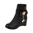 thumbnail image 1 of NECHOLOGY Botas Mujer Adulto Femenino Zapatos Botines mujer Botas altas con tacón de cuña y de de imitación de cuero de color sólido a la moda para mujer (Black, 6.5), 1 of 6