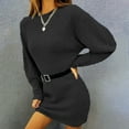 thumbnail image 4 of Efsteb Women's Long Sleeve Sweater Dresses Crewneck Casual Knitted Sweater Dress Trendy Fall Pullover Sweater Dress (Black,XL), 4 of 8