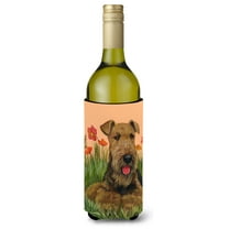 Airedale Terrier Poppies Wine Bottle Hugger