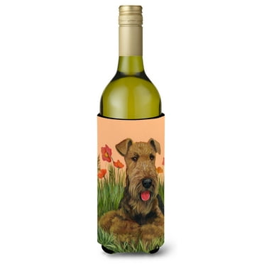 Airedale Terrier Poppies Wine Bottle Hugger