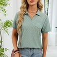thumbnail image 5 of Hurxie Women's Golf Shirts Short Sleeve V Neck Summer Tops Business Casual Collared Shirts Loose Tees Green XL, 5 of 6