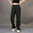 thumbnail image 4 of JJHGVB Cargo Pants Women High Waisted Pants Women's Outdoor Quick Drying With Multiple Pockets And Detachable Style Elastic Windbreaker Pants Wide Leg Pants Woman Baggy Pants Black L, 4 of 9