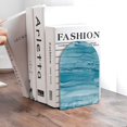thumbnail image 6 of Zufioo Teal Turquoise Fluid Stripes Print Wooden Bookends, Metal Bookshelf Non-slip Bookends, Home Furnishings Suitable for Bookcases Offices, 6 of 8