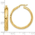 thumbnail image 2 of 14k Solid Yellow Gold Polished and Textured Hoop Earrings 31.8x29.6mm Wide 4.5mm Thick Hoop Earring for Women, 2 of 2