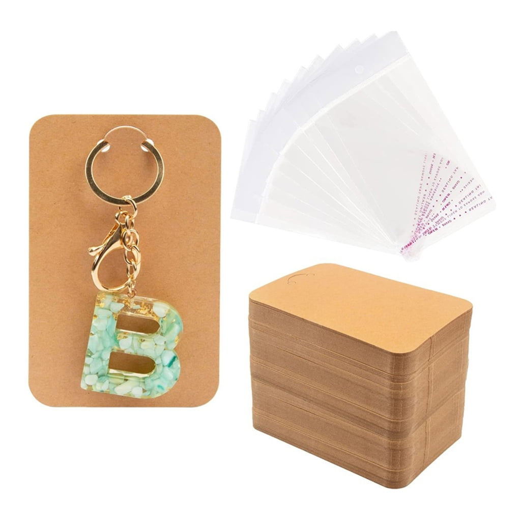  ZYNERY 100 PCS Keychain Display Cards, 3 x 4.7 Inch Keychain  Holder with Self-Sealing Bags, Card Display Rack for Displaying Keyring  Jewelry Bulk Keychains Packaging Supplies (Brown) : Toys & Games