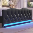 thumbnail image 7 of Amuzer Queen Bed Frame with Tall Headboard, Upholstered Platform Bed Frame with Charging Station and LED Lights, Black, 7 of 7