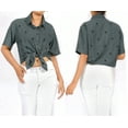 thumbnail image 4 of HAPPY BAY Women's Casual Hawaiian Blouse Shirt Solid Blouses Short Sleeve Button Up Dress Tops Tee Shirts T Shirts for Women L Space Dye_AD550, 4 of 4