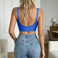 thumbnail image 4 of CBASIHI Womens Cotton High Support Sports Bras- Wireless Rib Knit Adjustable Straps Push Up Yoga Workout Bras Blue Size L, 4 of 6