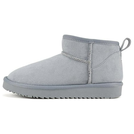

Soda MUTUAL Women s Low Platform Sherpa Lined Ankle Boots - Light Blue Imitation Suede - Size 10