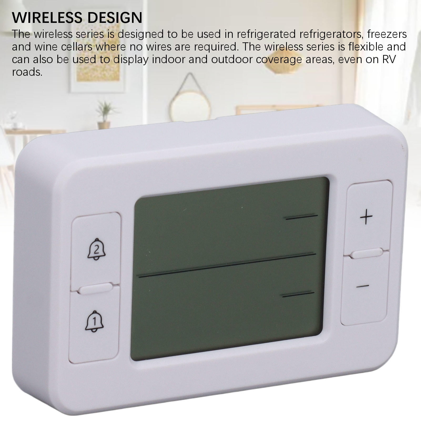 BIMZUC Wireless Dual‑Sensor Refrigerator Thermometer with Audible Alarm – Indoor & Outdoor Monitoring for Freezer, Wine Cellar & RV
