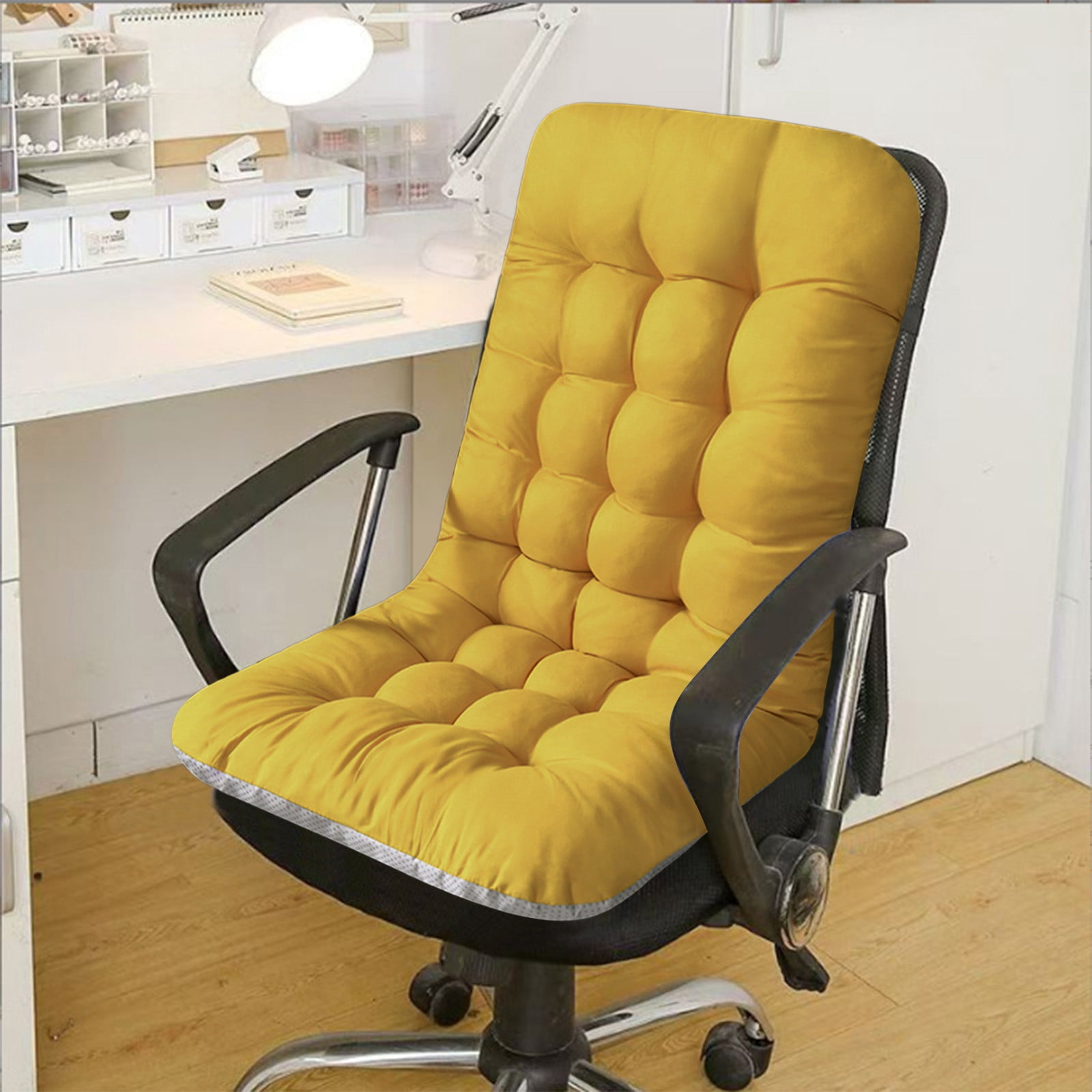 DeskAKBK Office Chair Cushion with Thickened Foam Support for Garden Outdoor Patio Sun Lounger, Ergonomic Seat Cushion for Office Chair, Car, Recliner, Rocking Chair - 37x17 Inches, Yellow