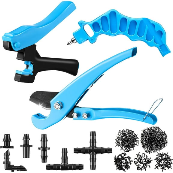 3Pcs Drip Irrigation Punch Tool, Pipe Cutter, Drip Irrigation Punch, 2-in-1 Garden Watering System Drip Irrigation Tubing Hole Punch & Fitting Insertion Tools Kit for 16/20/25 mm PE Pipe and Emitter