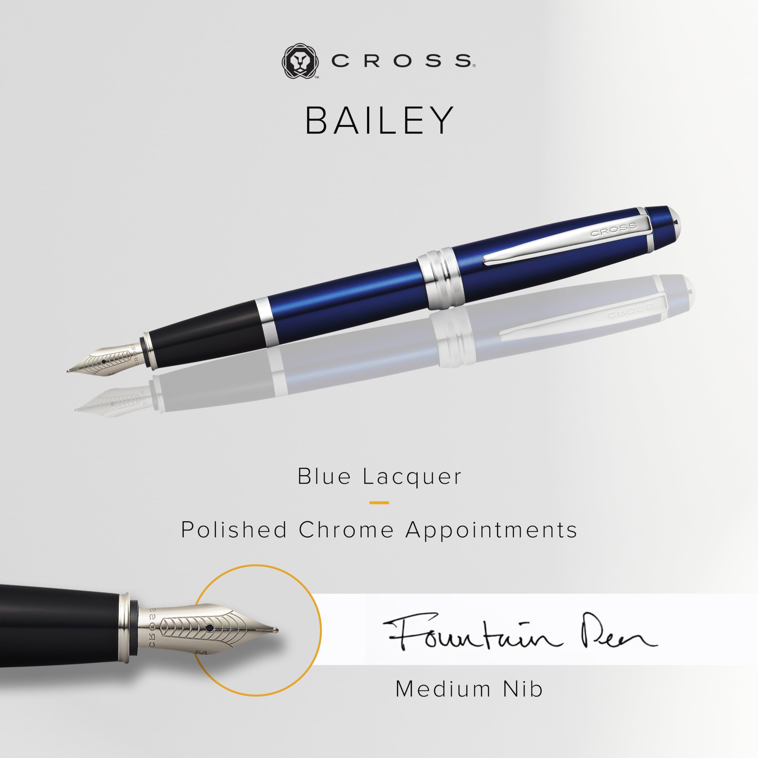 Cross Bailey™ Blue Lacquer Medium Nib Fountain Pen