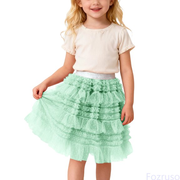 Fozruso Dress for Girls Kids Girls Dance Ruffles Tiered Skirt Ballet Skirts Sizes 2-3 Years