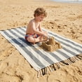 thumbnail image 6 of Unique Bargains Stripe Lightweight Absorbent Beach Towel 2 Pack Black/Orange 71"x40", 6 of 8