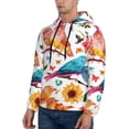 thumbnail image 3 of Naloa Flowers Birds And Butterflies Men's Casual Hooded Collar Drawstring Hoodies Pullover Sweatshirts Casual Long Sleeve Shirts-Large, 3 of 7