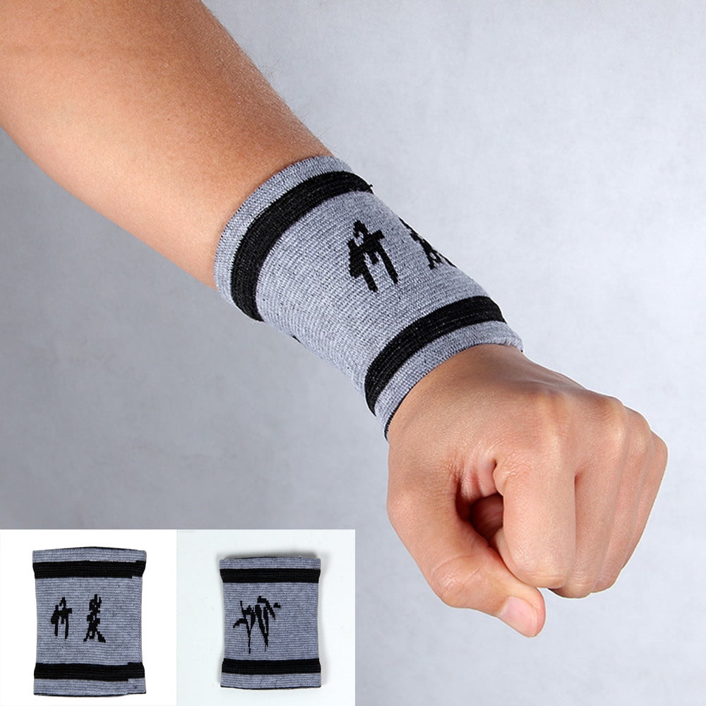 1 Pair Bamboo Charcoal Wrist Support Tennis Wristband Sport Wraps Brace