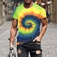 thumbnail image 2 of FINALGANG Mens Short Sleeve Crewneck TShirts With Tie Dye Splatter Gradient Print Casual Loose Fit Lightweight Tees For Summer Daily Wear Green L, 2 of 4