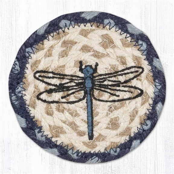Earth Rug 31-IC859D 5 x 5 in. Dragonfly Printed Braided Coaster, Multi Color