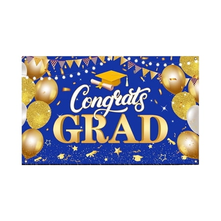 Haiamaoyi Graduation Party Backdrop Banner Congrats Grad Photo Booth Background with Balloon and Cap Print for Indoor Outdoor Event Decoration