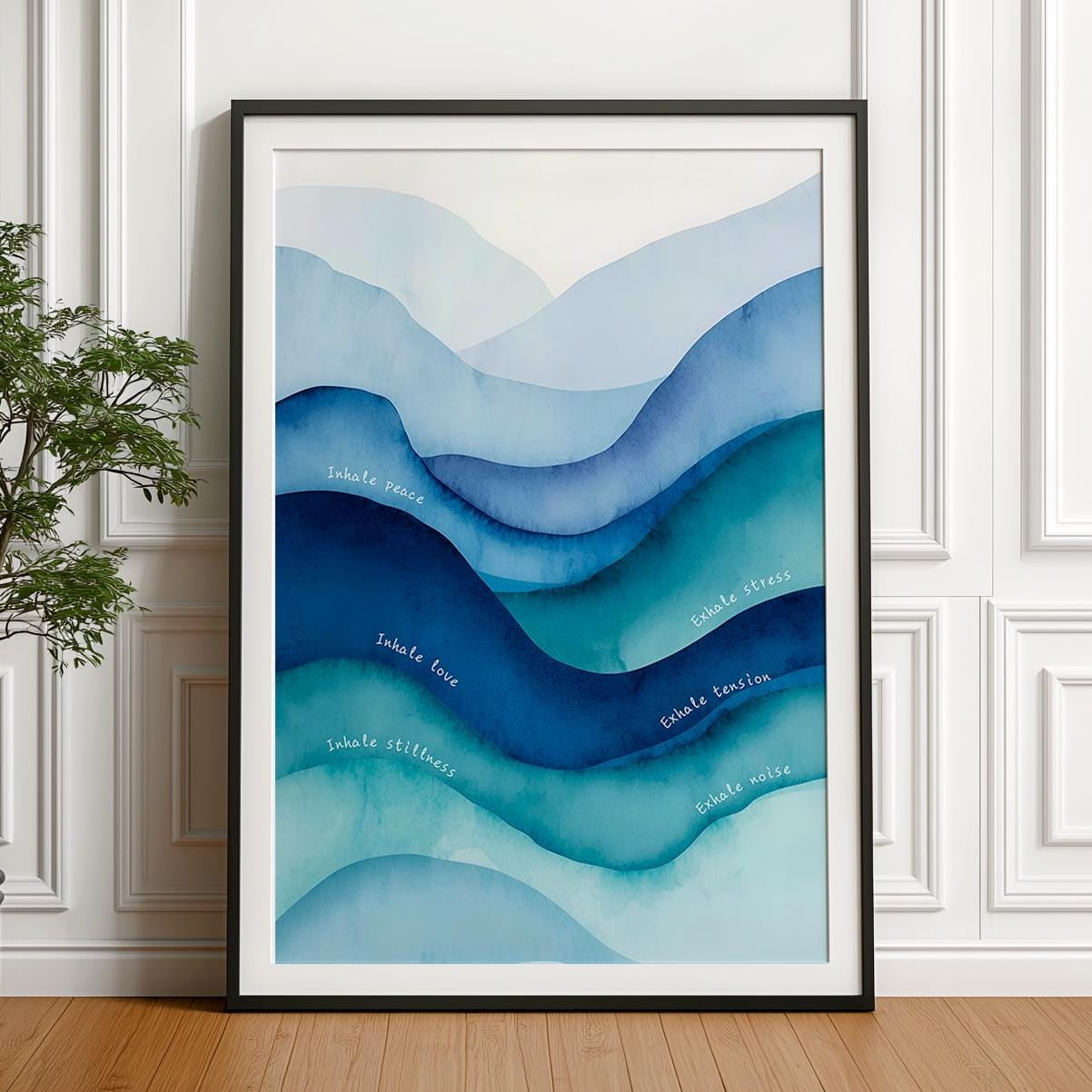 Waves of Ocean, Mindful Breathing Poster, Therapy Office Decor, Counselling Room Art (physical Print) , Poster Print Only