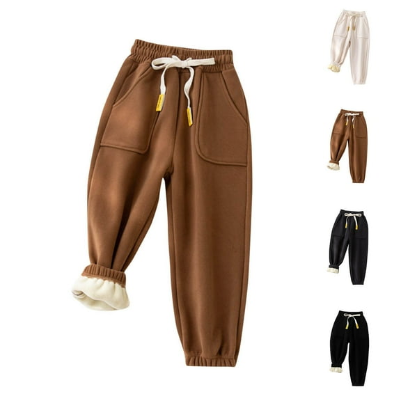 Swuxness Toddler Thickening Casual Pants, Kids Winter Pants, Winter Boys and Girls Adding Velvet and Thickening Warm Pants and Casual Pants Black, 6-7 Years