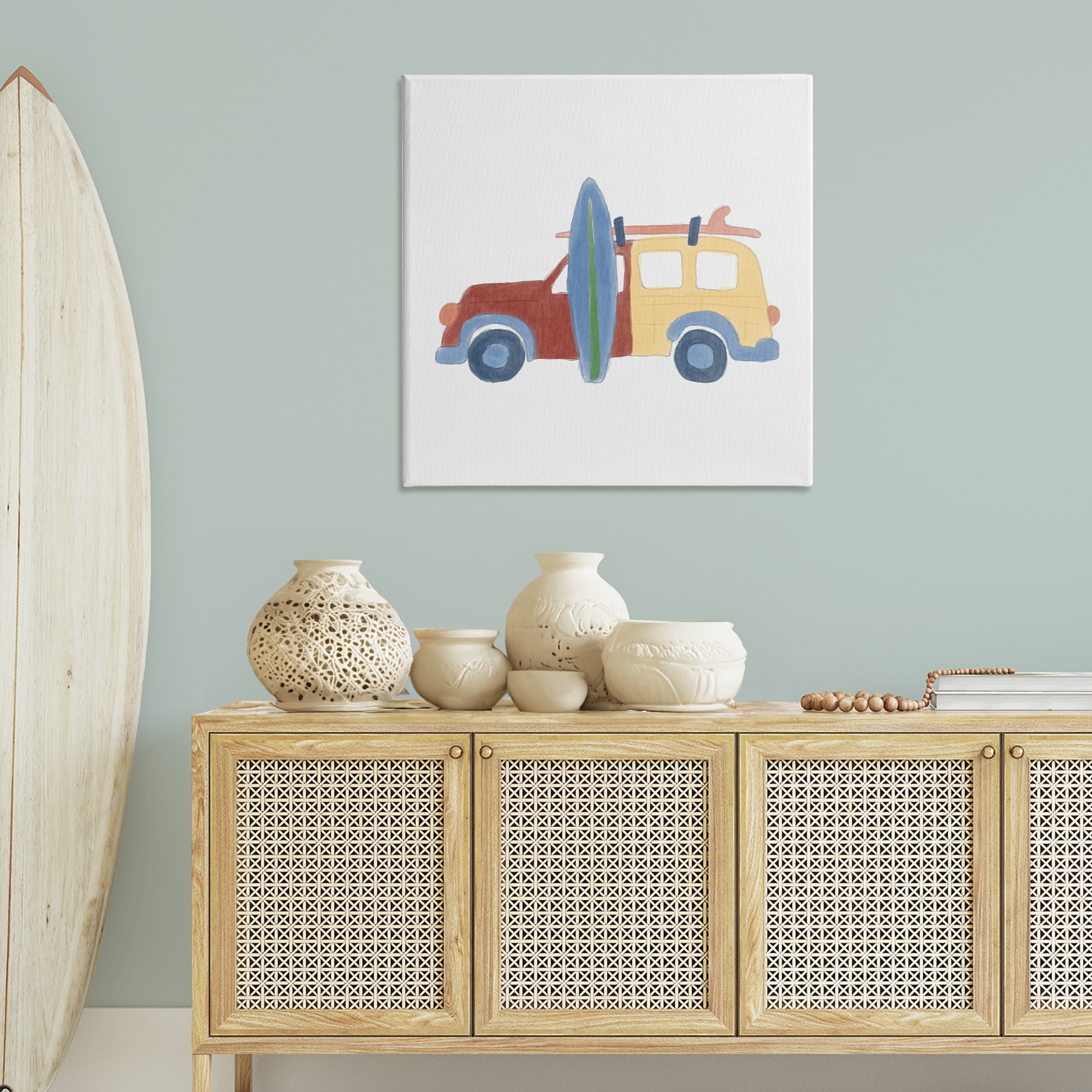 Stupell Industries Summer Beach Wagon Transportation Painting Gallery Wrapped Canvas Art Print Wall Art, 36 x 36