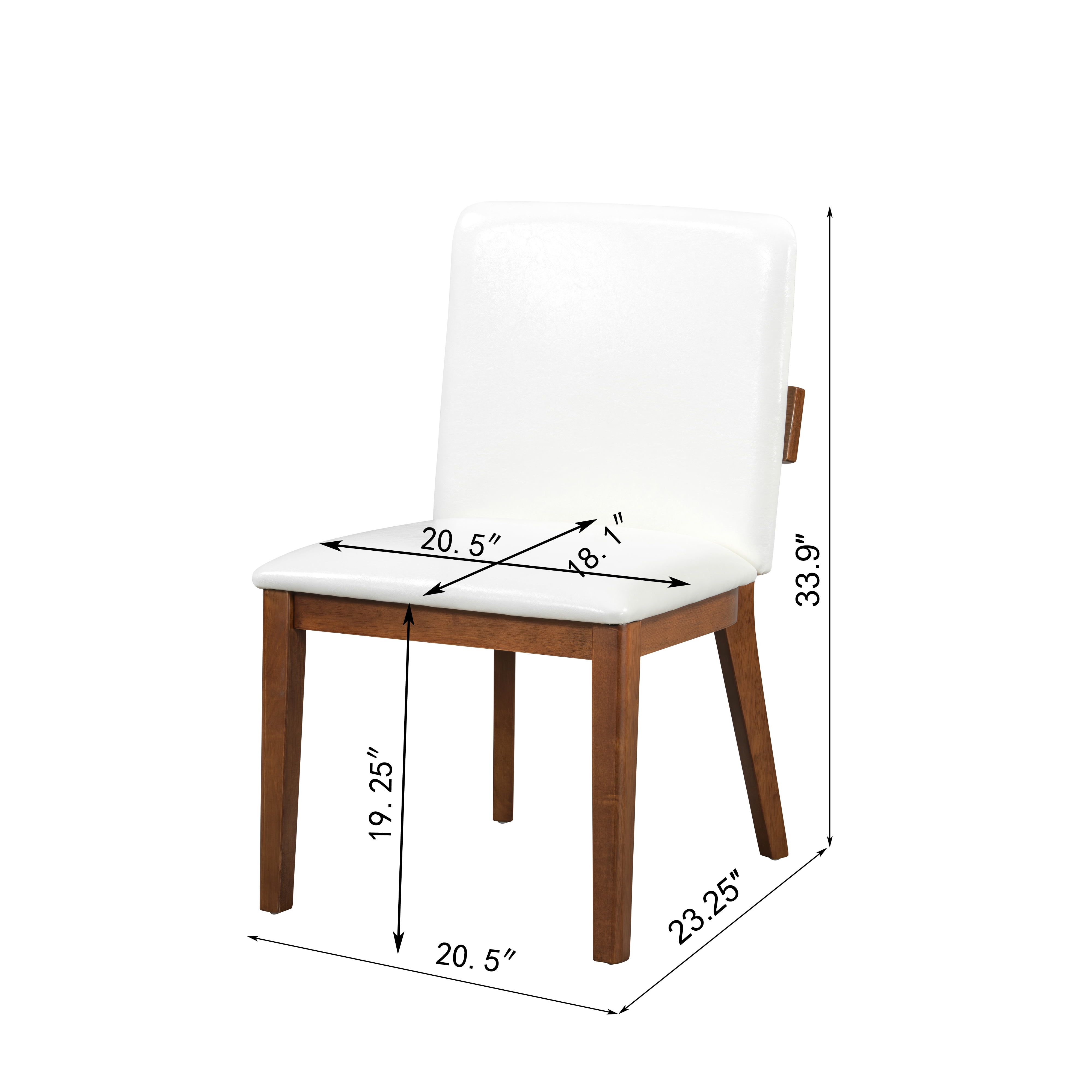 Euroco Wooden Dining Chairs Set of 2, Modern PU Leather Upholstered Kitchen Side Chairs, Farmhouse Dining Room Chair for Living Room,Walnut