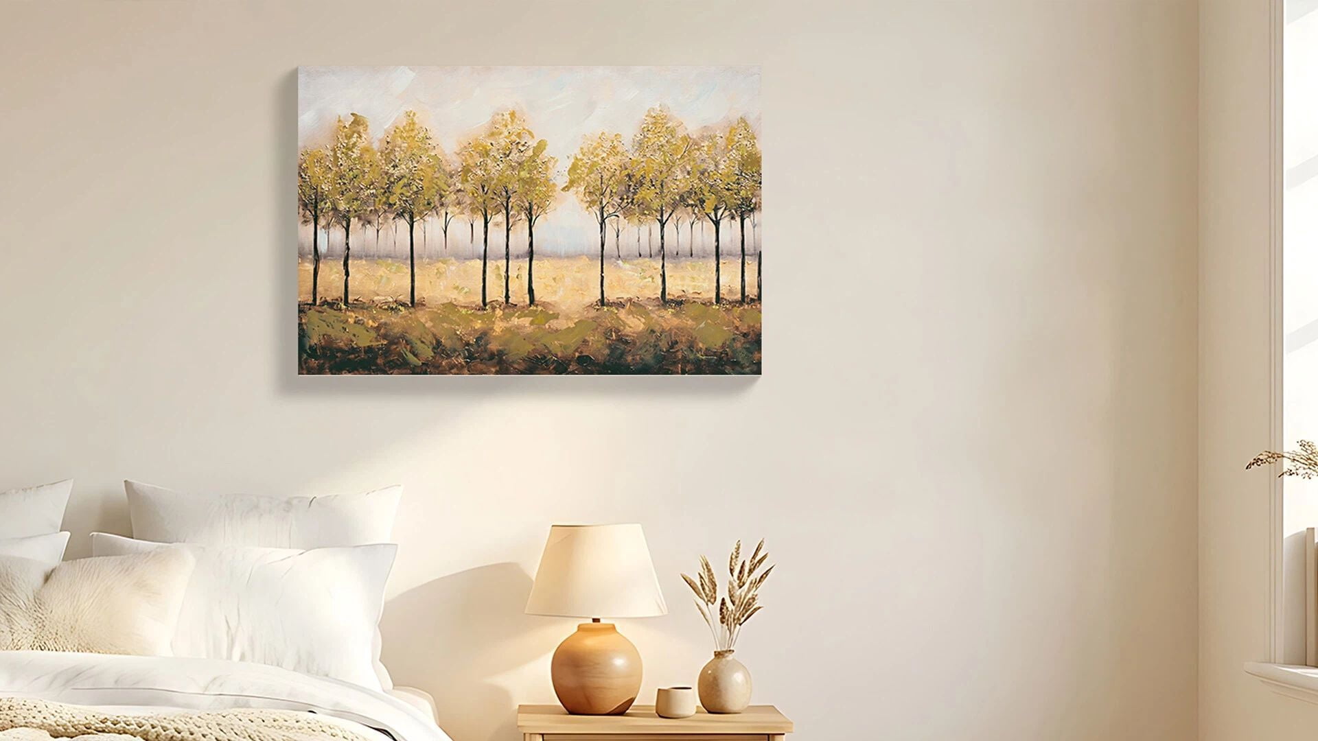 Euroco Large 24x36in Framed Canvas Wall Art Decor, Print Autumn Embellishments Plant Forest Abstract Tree Painting Picture Artwork Framed Wall Decor For Living Room Bedroom Living Room And Apartment