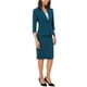 thumbnail image 4 of Conjunto de traje de 2 piezas para mujer INSPIRE CHIC, blazer sin cuello de manga 3/4, falda lápiz de cintura alta, atuendos de trabajo, azul lago XL, 4 of 6