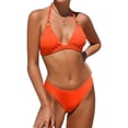 thumbnail image 1 of Charmo Women Ribbed Triangle Bikini Swimsuit Halter Two Piece Bathing Suit, 1 of 7