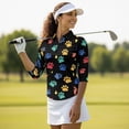 thumbnail image 4 of Uorisanigo Colorful Dog Paws Women's 3/4 Sleeve Athletic Golf Shirts Fashionable Comfortable Women's Dry-Fit Golf Polo Shirts Relaxed Tennis Tops Comfortable Outing Wear Size XL, 4 of 7