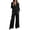 Black, variant on 2 Piece Blazer Sets for Women Solid Color Long Sleeve Lapel Button Blazers Matching Wide Leg Dress Pants Casual Business Fall Winter Outfit Sets