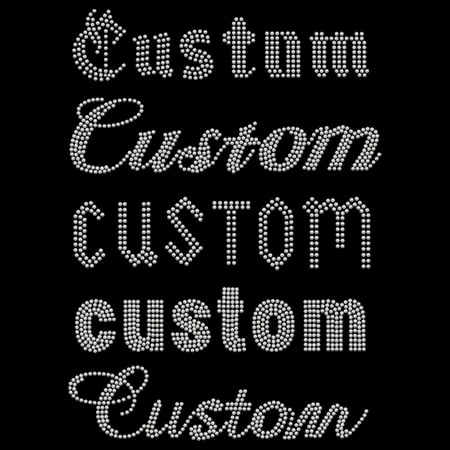 Custom Rhinestone Iron on Hotfix Transfer Words Bling Iron on Transfers Decal Text Sparkly Crystal T-Shirt Transfer for Clothing Bags Hats Pants Decoration DIY Decals