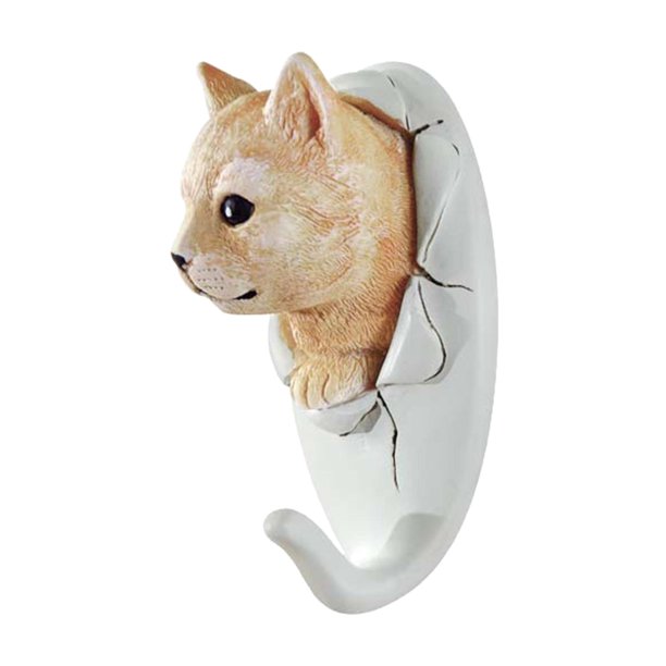 Gancho para colgar ropa con forma de cabeza de animal, decoración de pared de resina, ganchos modernos para llaves 6x5x11cm Gato